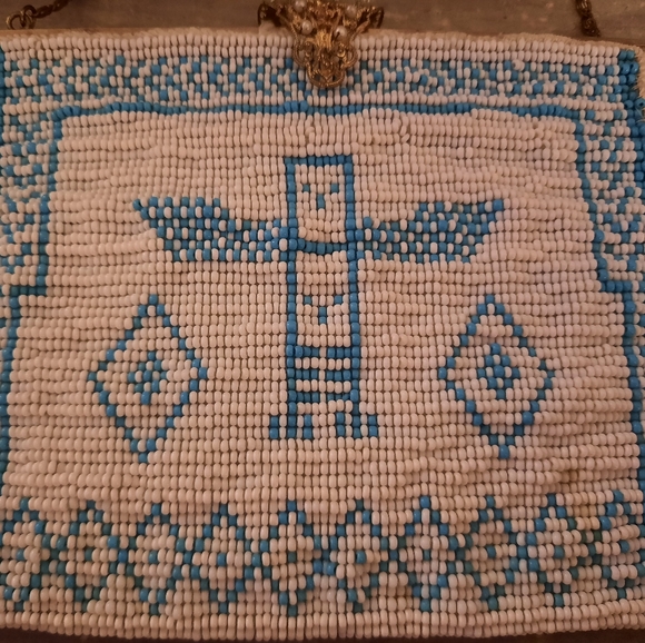 Stunning Native American Handmade Beaded Purse - Art Deco Style - Picture 4 of 9